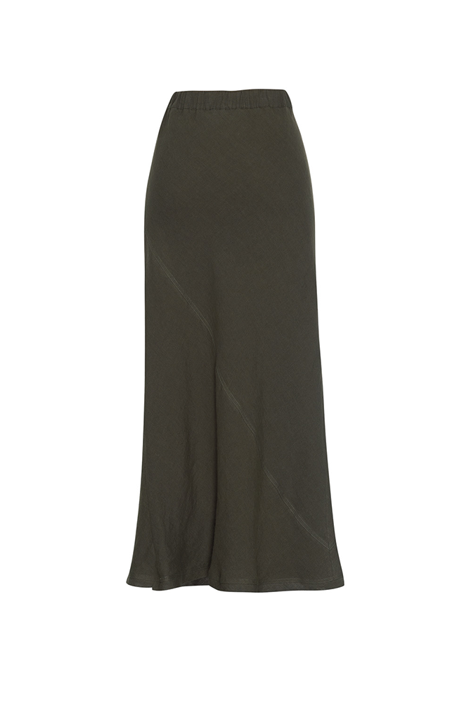 Echo Linen Skirt - Khaki