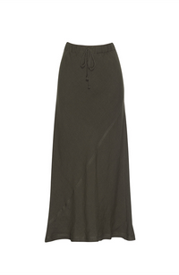Echo Linen Skirt - Khaki