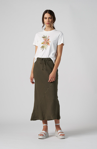 Echo Linen Skirt - Khaki