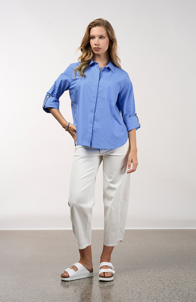 Mixed Media Shirt - Sky