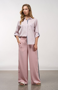 Mixed Media Stripe Shirt - Blush Stripe