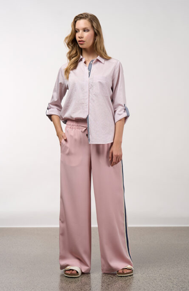 Mixed Media Stripe Shirt - Blush Stripe