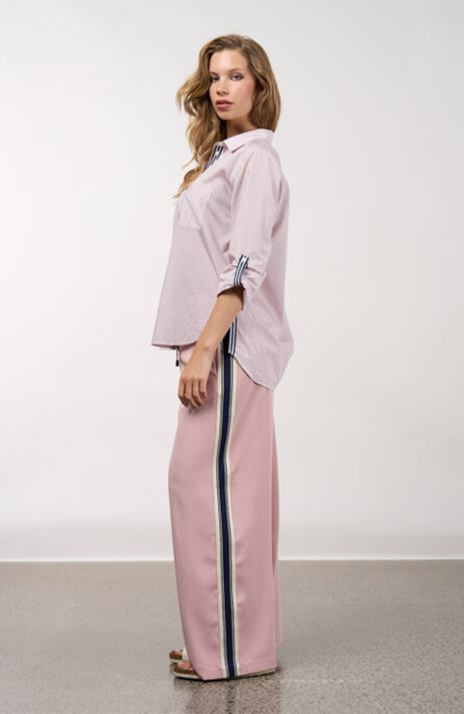 Mixed Media Stripe Shirt - Blush Stripe