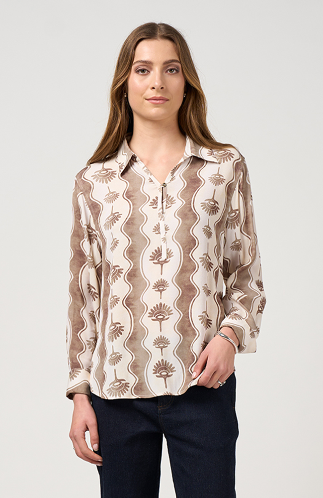 Waverly Blouse - Taupe Multi