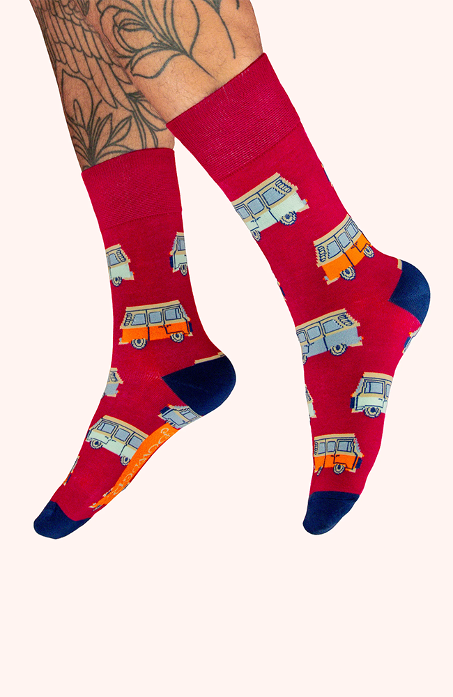 Men's Socks - Vintage Van/Fuchsia