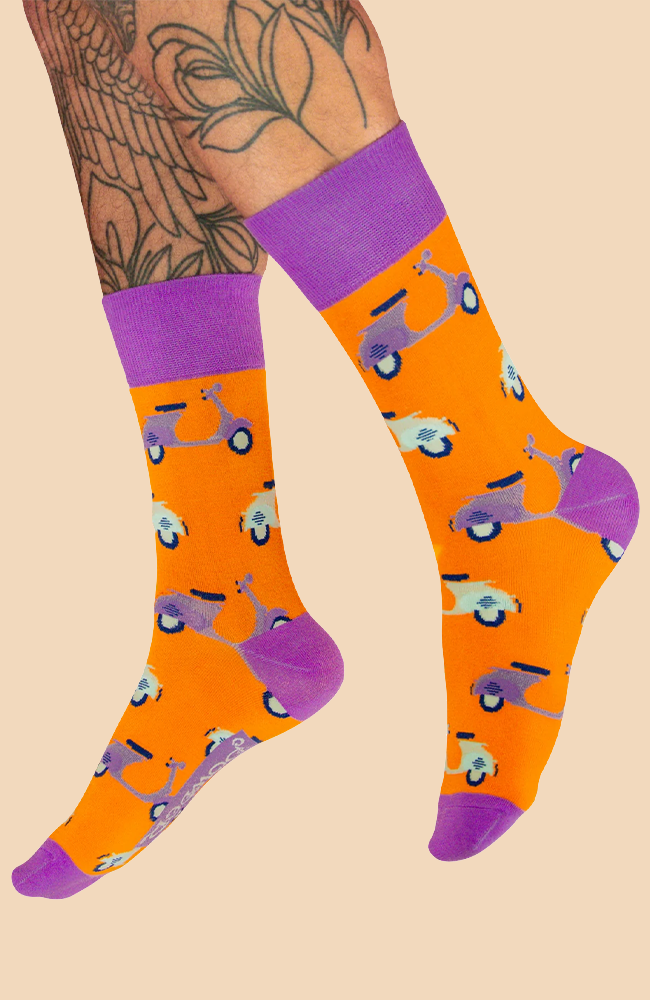Men's Vintage Vespa Socks - Tangerine