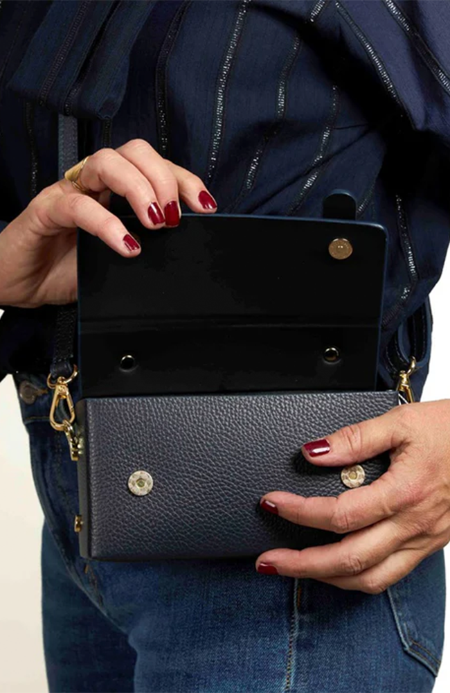 Margot Clutch Bag - Leather/Navy
