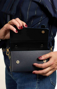 Margot Clutch Bag - Leather/Navy