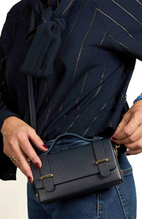 Margot Clutch Bag - Leather/Navy