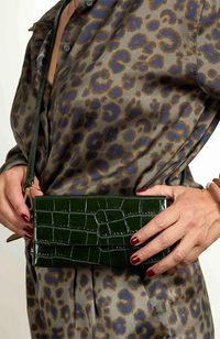 Margot Clutch Bag - Green Croco Leather