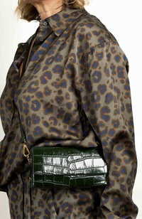 Margot Clutch Bag - Green Croco Leather