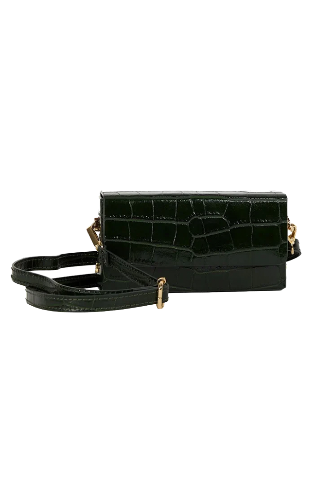 Margot Clutch Bag - Croc Leather/Black