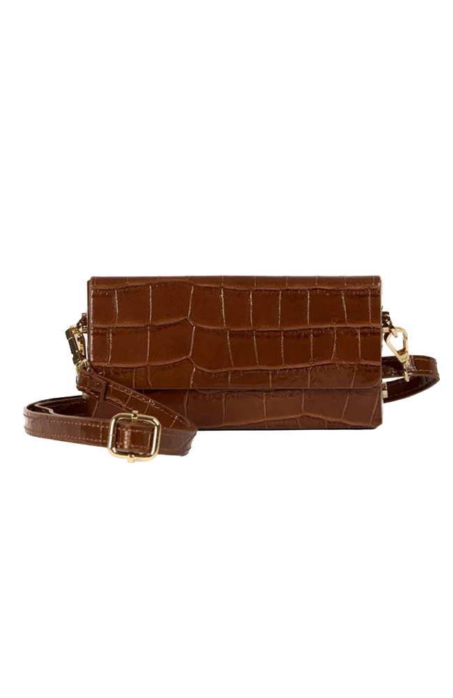 Margot Clutch Bag - Croc Leather/Camel