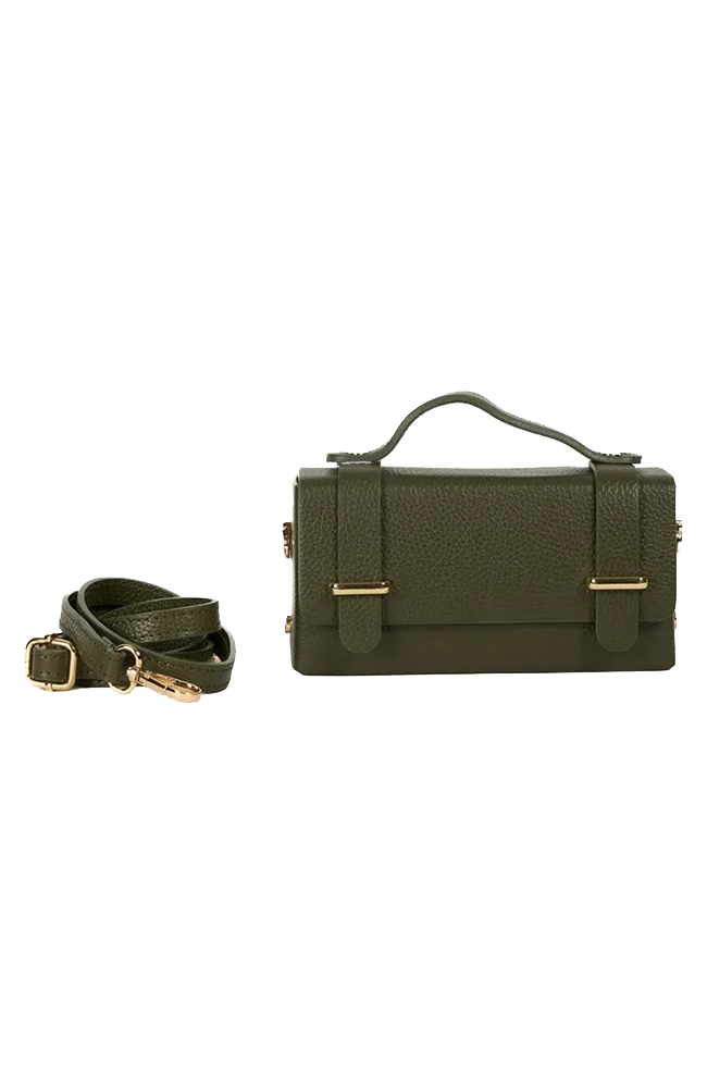 Margot Clutch Bag - Leather/Khaki