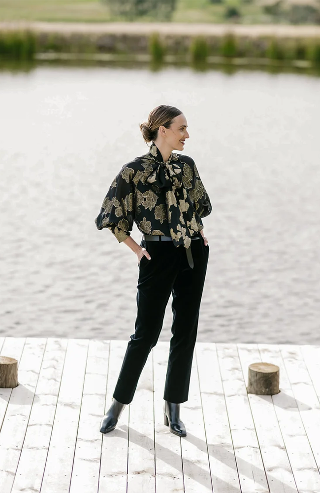 Brace Blouse - Black/Gold Floral