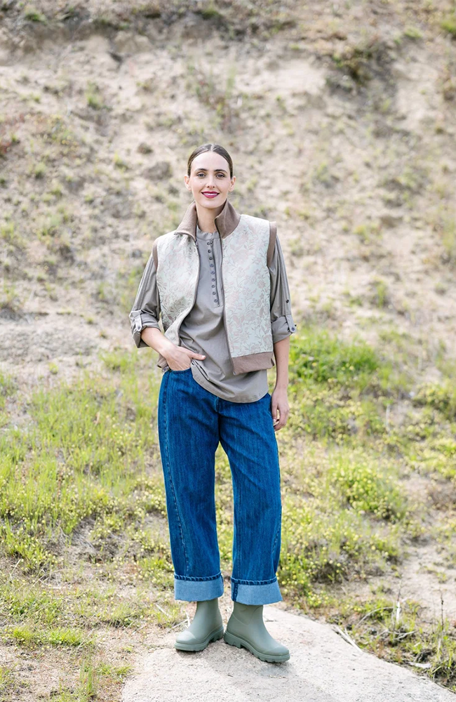 Weekender Vest - Pink Roses/Pistachio