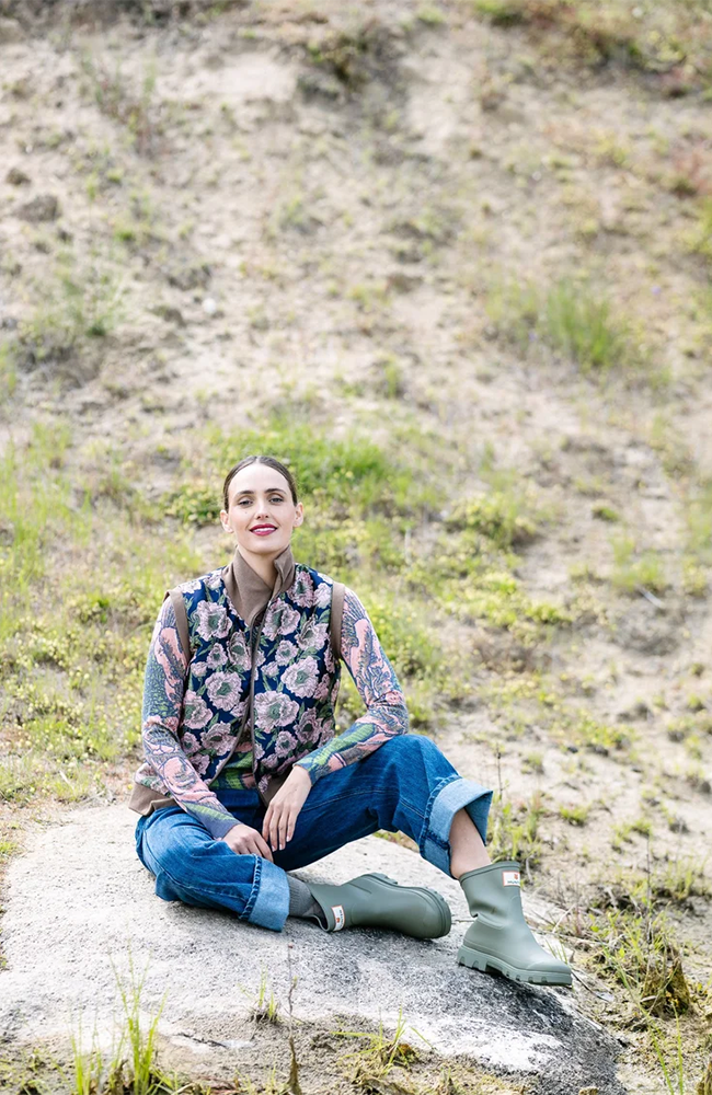 Weekender Vest - Pink Roses/Pistachio