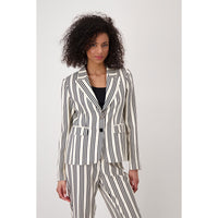 Lapel Collar Blazer Stripes - Black
