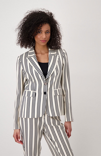 Lapel Collar Blazer Stripes - Black