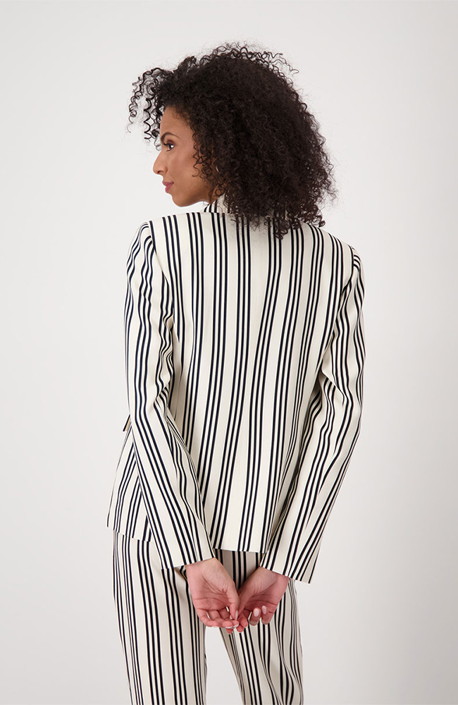 Lapel Collar Blazer Stripes - Black