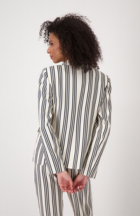 Lapel Collar Blazer Stripes - Black