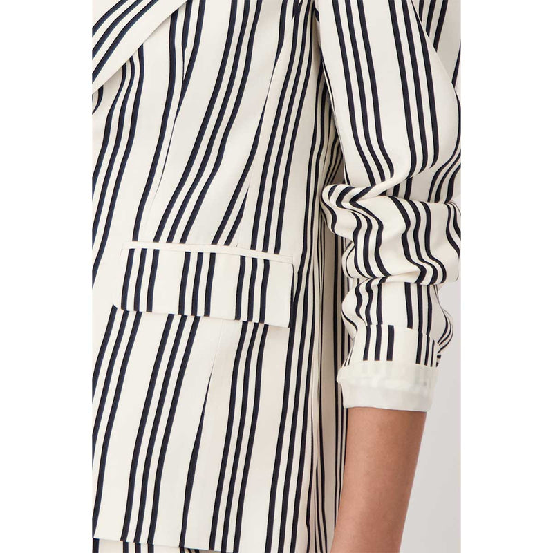 Lapel Collar Blazer Stripes - Black