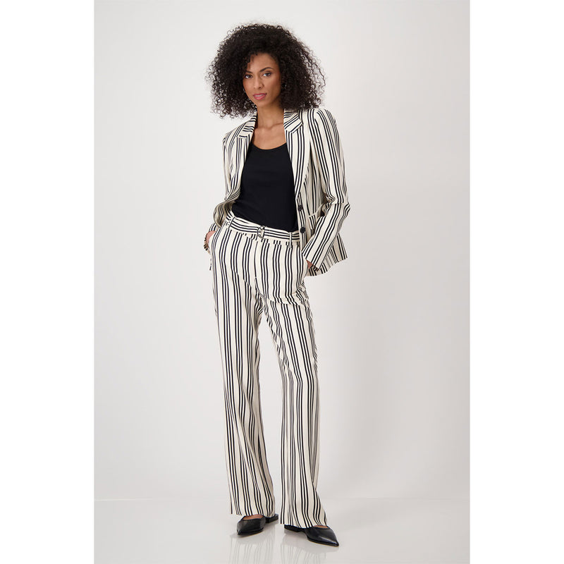 Lapel Collar Blazer Stripes - Black