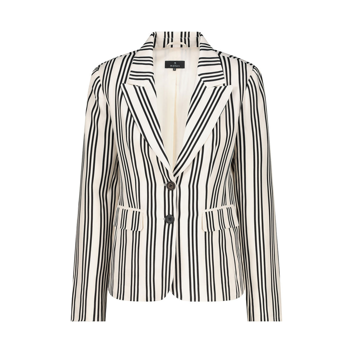 Lapel Collar Blazer Stripes - Black