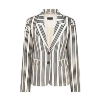 Lapel Collar Blazer Stripes - Black