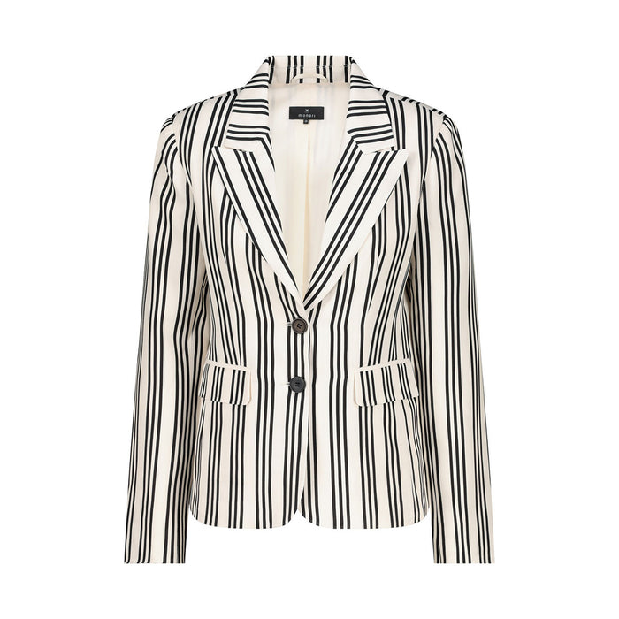 Lapel Collar Blazer Stripes - Black