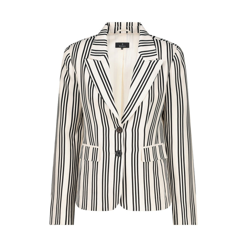 Lapel Collar Blazer Stripes - Black