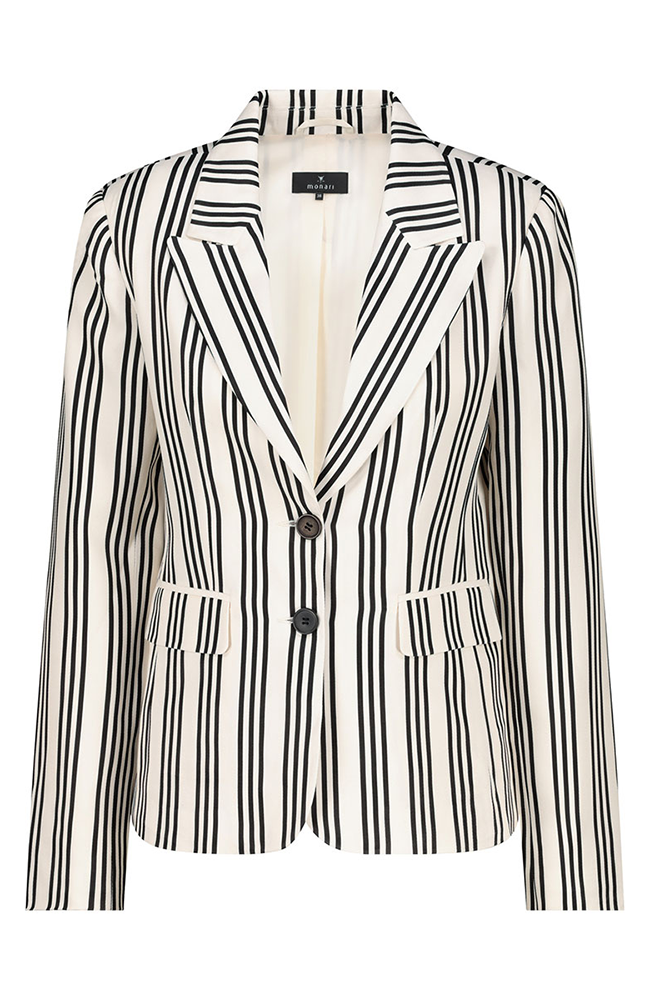 Lapel Collar Blazer Stripes - Black