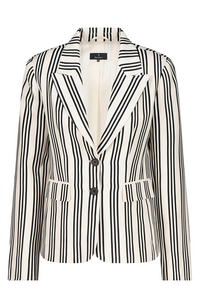 Lapel Collar Blazer Stripes - Black