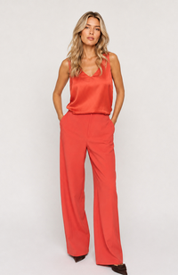 Astrid V-Neck Silk Tank - Spicy Orange