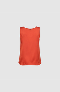 Astrid V-Neck Silk Tank - Spicy Orange