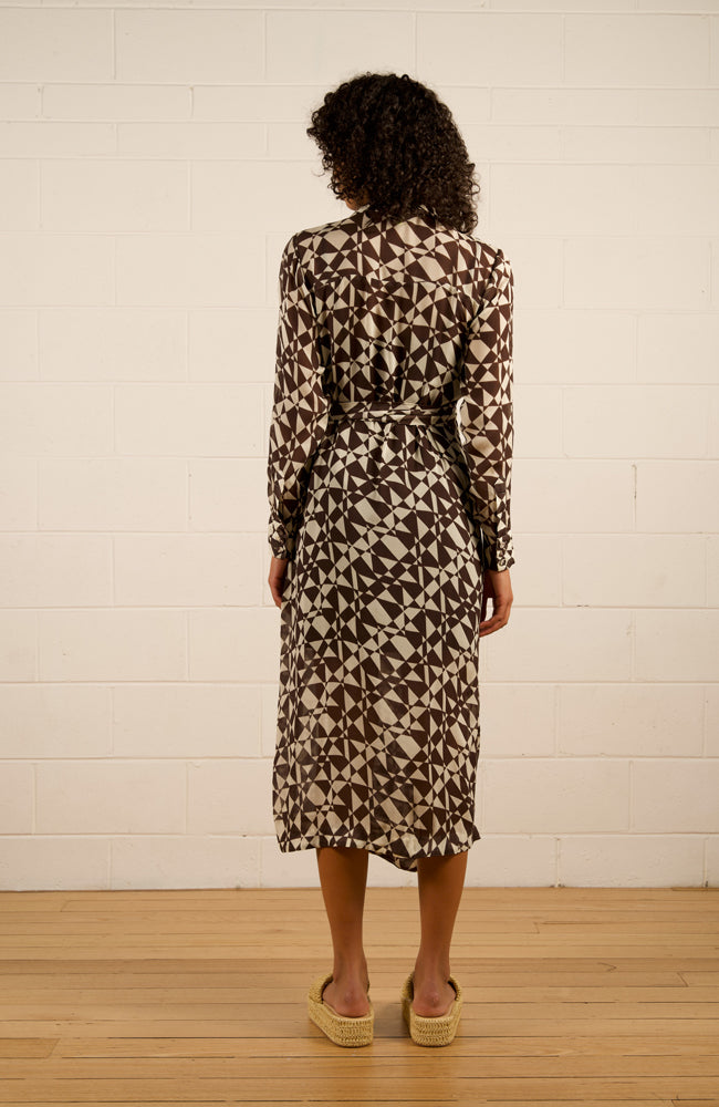 Selena Wrap Dress - Geo Lines