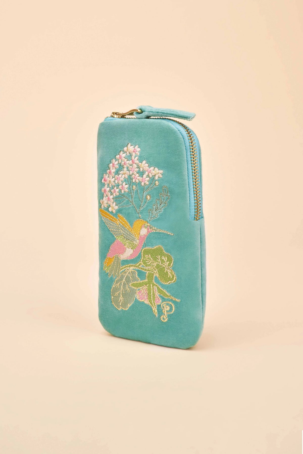 Velvet Sunglasses Pouch - Hummingbird, Aqua