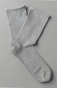 Glitter Lurex Socks - Light Grey/Silver