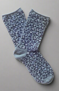 Glitter Lurex Socks - Leopard Grey