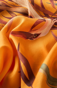 Kimono Gown Oriental Crane - Ochre