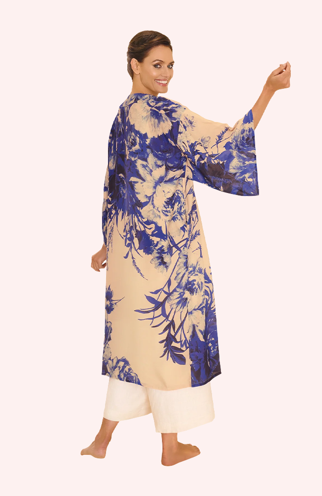 Kimono Gown - China Blue Blooms