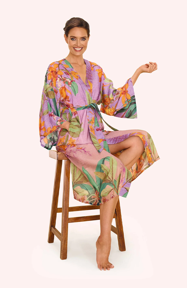 Kimono Gown Botany Bliss - Lavender