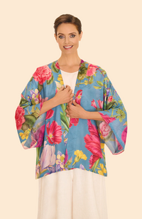 Kimono Jacket Floral Study - Denim