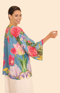 Kimono Jacket Floral Study - Denim