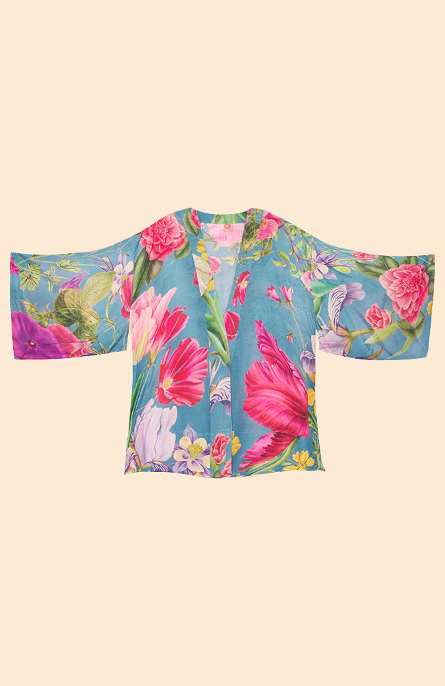 Kimono Jacket Floral Study - Denim