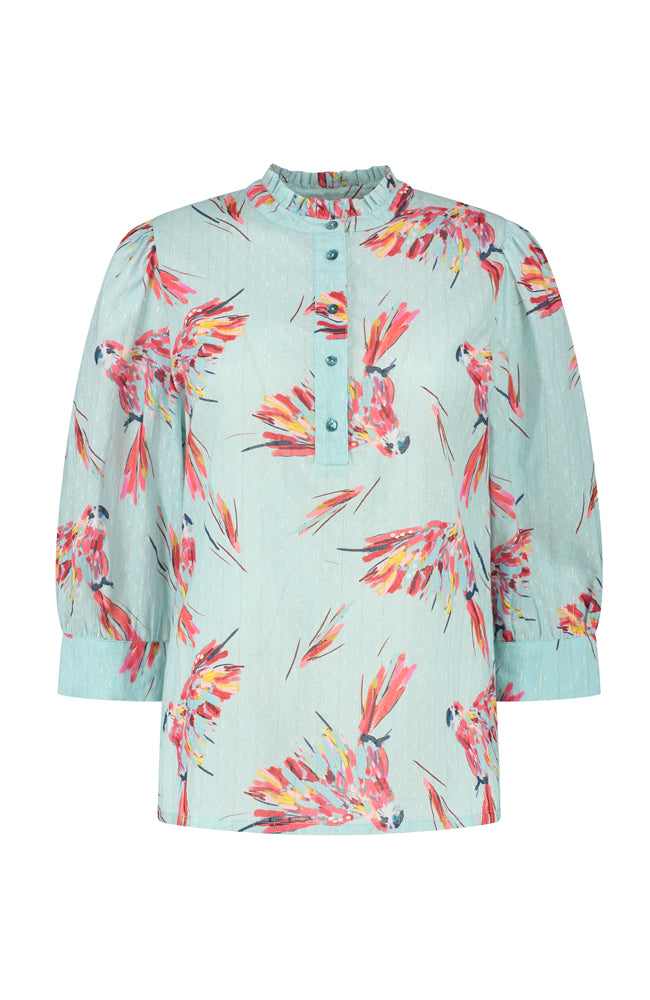 Mia Parrots Blouse - Blue