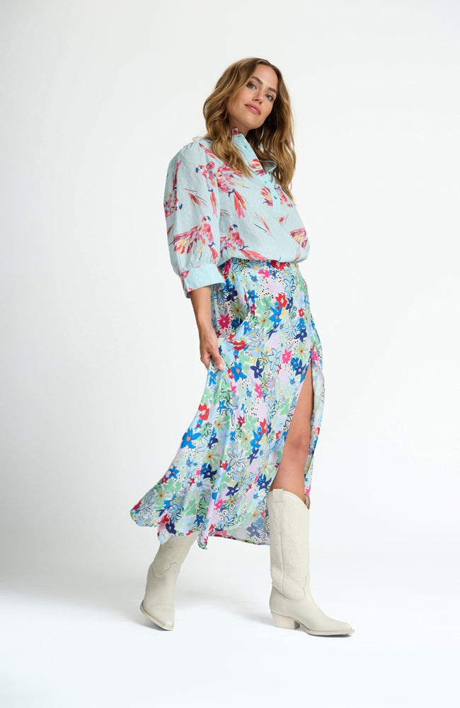 Mia Parrots Blouse - Blue