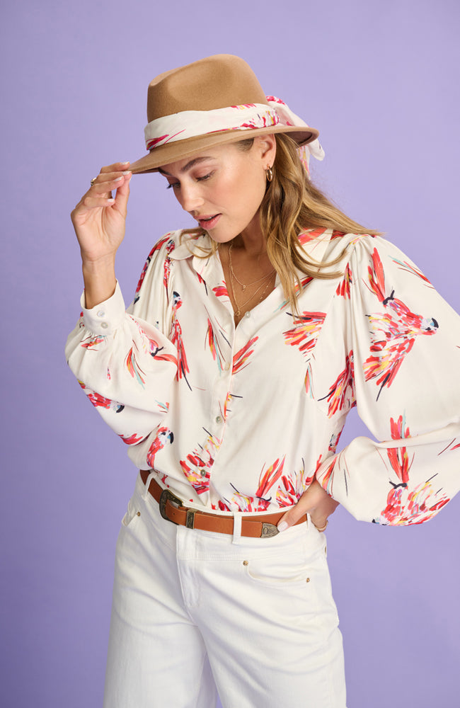 Parrots Blouse - Ecru