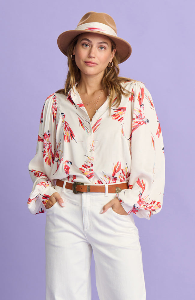 Parrots Blouse - Ecru