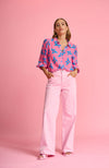 Wide Leg Lilac Pink Jeans - Pink